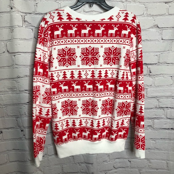 Mad Engine men’s reindeer & wreaths ugly Christmas sweater (sweatshirt) sz large - Picture 8 of 10